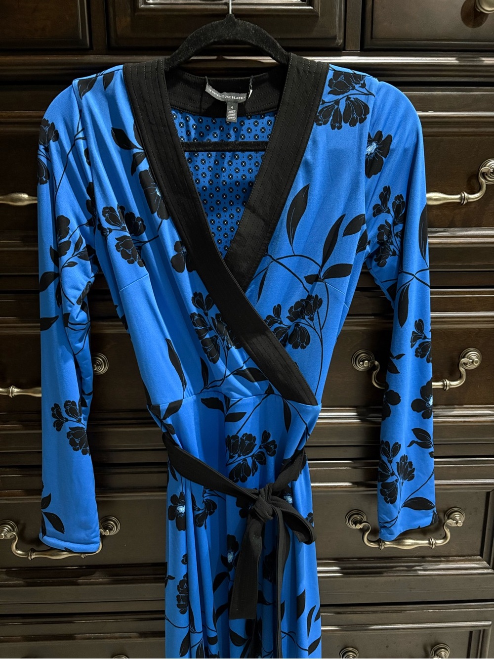 White House Black Market Reversible Blue and Black Knit Dress - Size 2